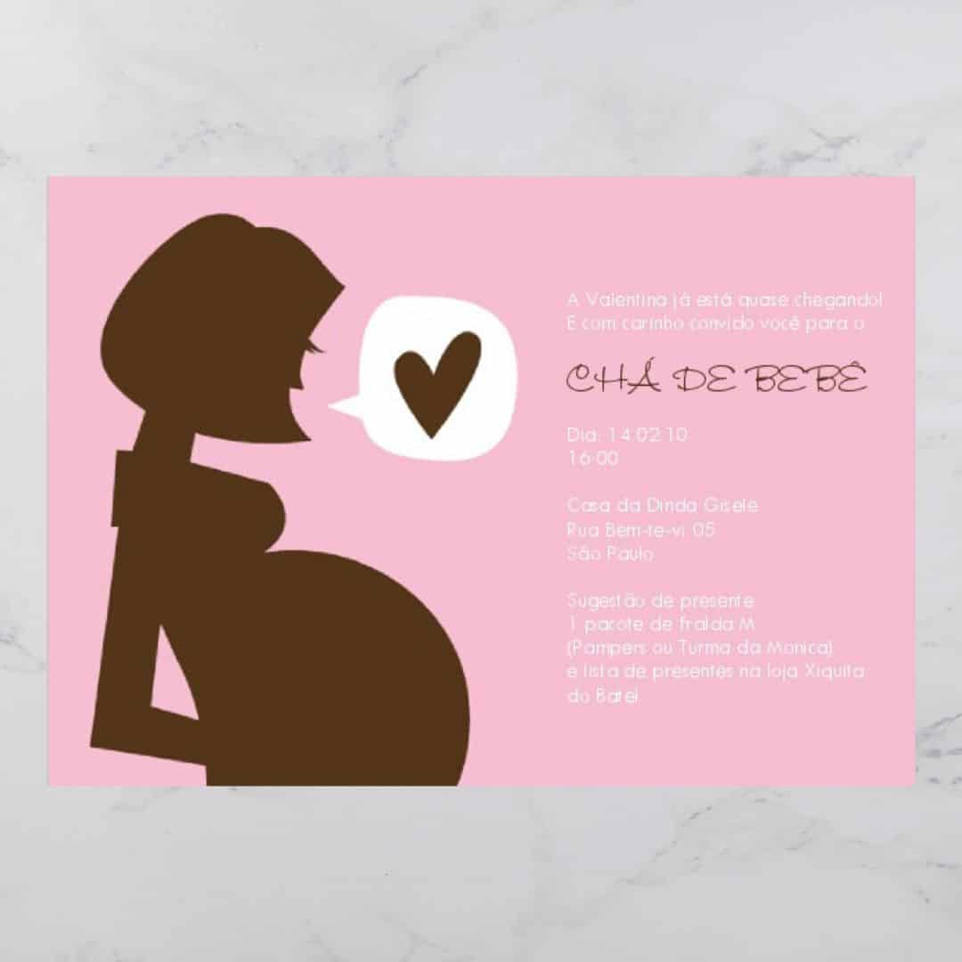 Convite Chá Bebê/ Fraldas - Modelo Valentina - Cha de Bebê/ Fraldas